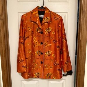 Vintage Lili Butler 100% silk orange embroidered jacket